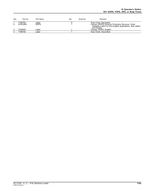 John Deere 410L Backhoe Loaders (SN F273920-390995) Parts Catalog Manual - PC11329 - Image 3