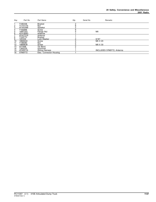 John Deere 410E Articulated Dump Trucks (SN C668589- 708124 & D668589- 708124) Parts Catalog Manual - PC11357 - Image 3