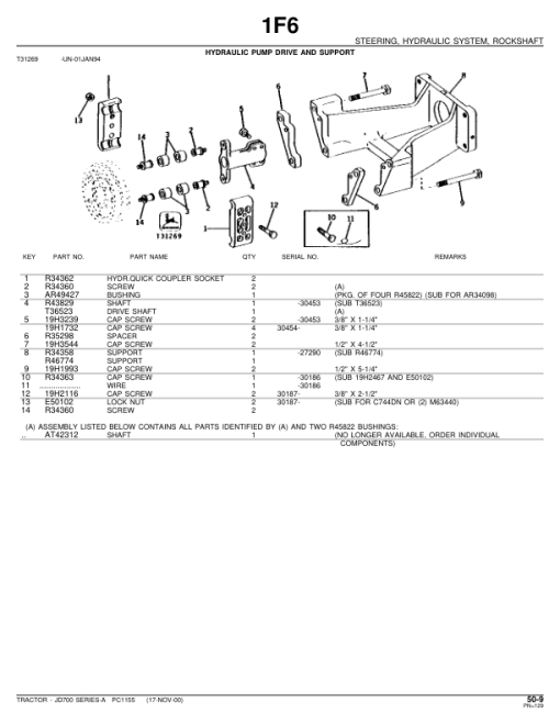 John Deere 700A Tractors Parts Catalog Manual - PC1155 - Image 2