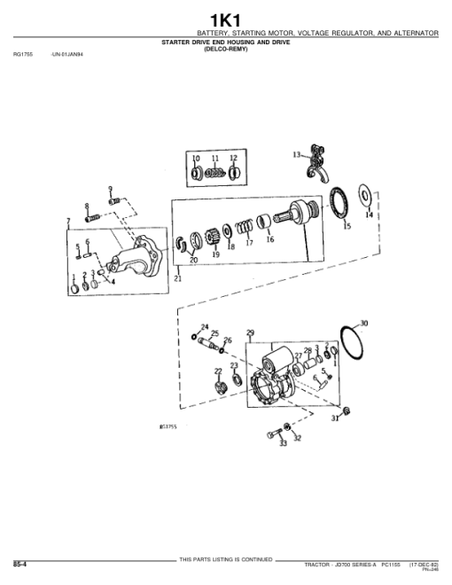 John Deere 700A Tractors Parts Catalog Manual - PC1155 - Image 4