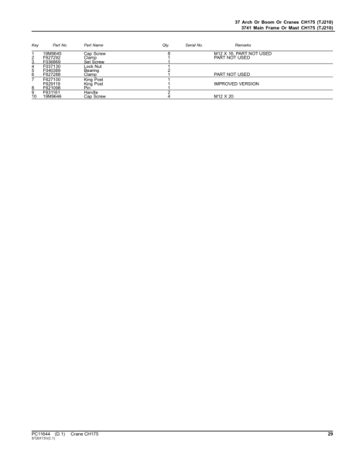 John Deere CH175 Crane Attachments Parts Catalog Manual - PC11644 - Image 3