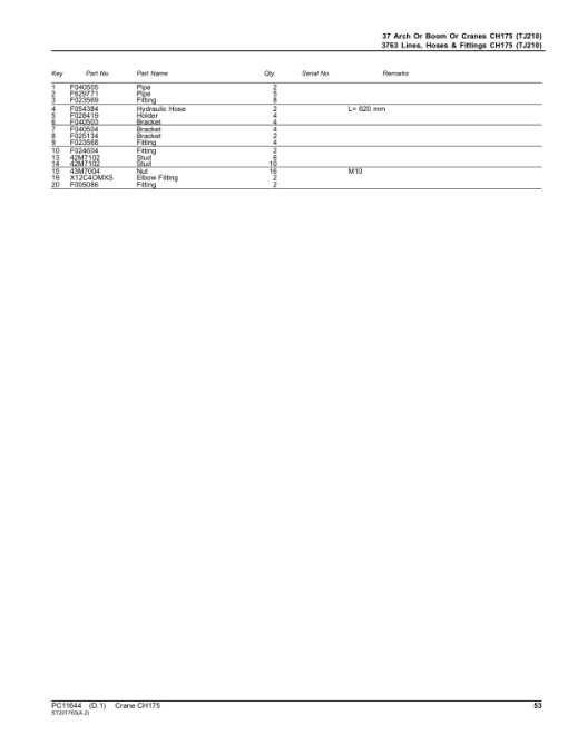 John Deere CH175 Crane Attachments Parts Catalog Manual - PC11644 - Image 4