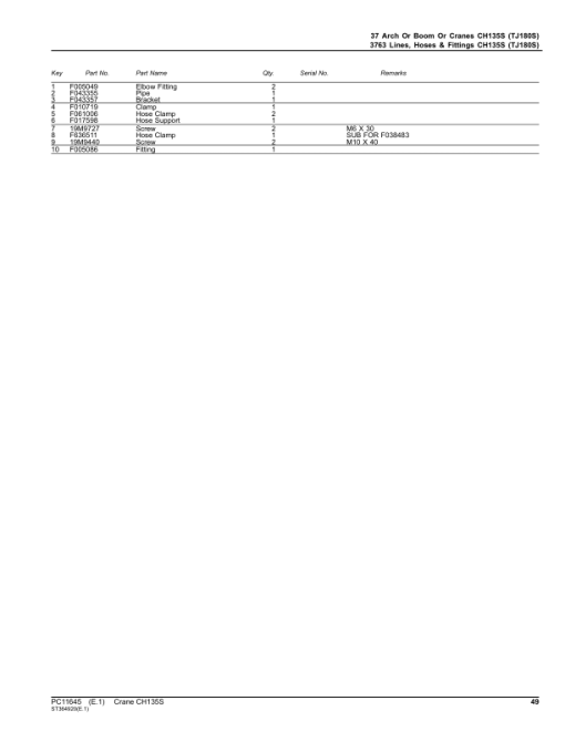 John Deere CH135S Cranes  Parts Catalog Manual - PC11645 - Image 2