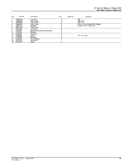 John Deere CF5 Crane Attachments Parts Catalog Manual - PC11646 - Image 2