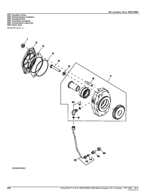 John Deere 4.5L, 4045, 4045TFM85 Engines Tier 3 Parts Catalog Manual - PC11865 - Image 2