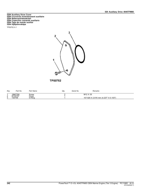 John Deere 4.5L, 4045, 4045TFM85 Engines Tier 3 Parts Catalog Manual - PC11865 - Image 4