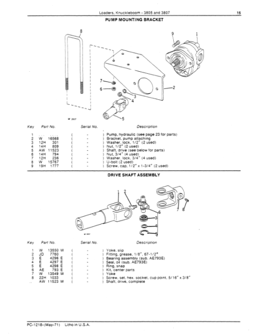 John Deere 3805, 3807 Knuckleboom Loader Parts Catalog Manual - PC1218 - Image 3