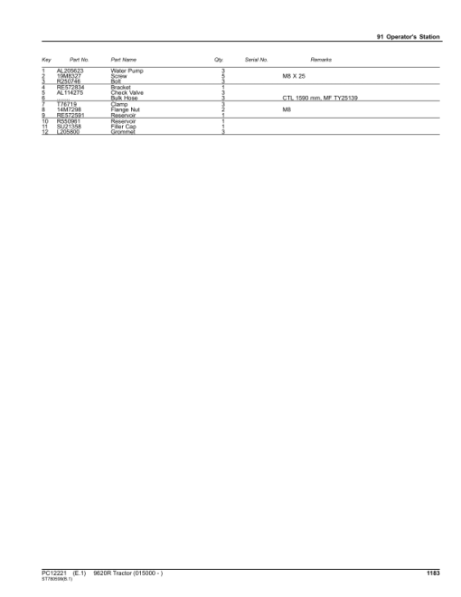 John Deere 9620R Scraper Tractors (SN 015000-) Parts Catalog Manual - PC12221 - Image 2