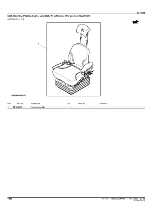 John Deere 9470RT Scraper Tractors (SN 906000-) Parts Catalog Manual - PC12222 - Image 3