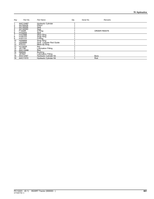 John Deere 9520RT Scraper Tractors (SN 906000-) Parts Catalog Manual - PC12223 - Image 4