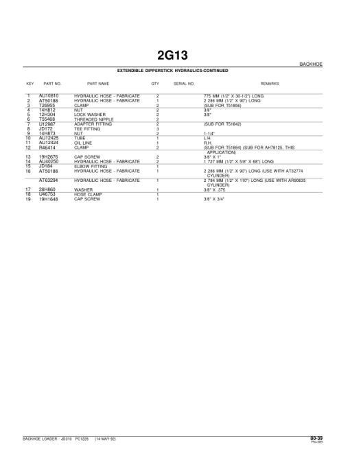 John Deere 310 Backhoes Parts Catalog Manual - PC1226 - Image 3