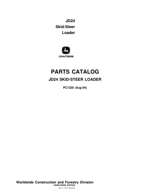 John Deere 24 Skid Steers Parts Catalog Manual - PC1230