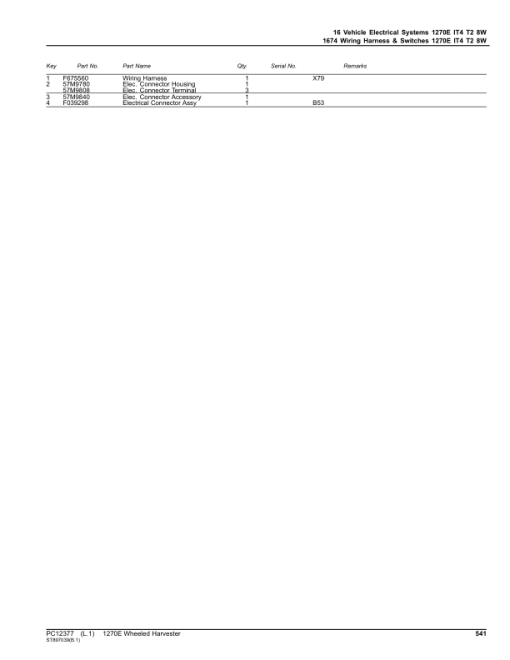 John Deere 1270E IT4 T2 8W Wheeled Harvesters (SN 002501 - 003008) Parts Catalog Manual - PC12377 - Image 3