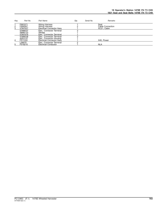 John Deere 1470E IT4 CH9 T3 Wheeled Harvesters (SN 001921 - 001953) Parts Catalog Manual - PC12463 - Image 2