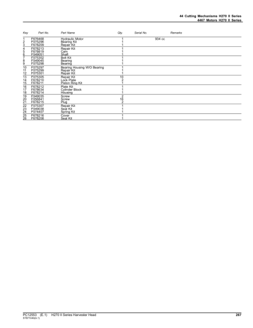 John Deere H270 Harvesting Heads (SN 002001-) Parts Catalog Manual - PC12553 - Image 4