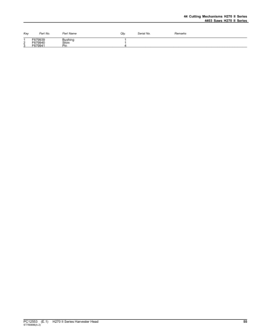 John Deere H270 Harvesting Heads (SN 002001-) Parts Catalog Manual - PC12553 - Image 2