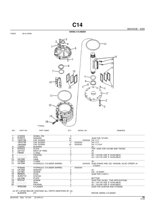 John Deere 9305 Attachments (9305 BACKHOE (MANUFACTURED 1973- ) Parts Catalog Manual - Image 4