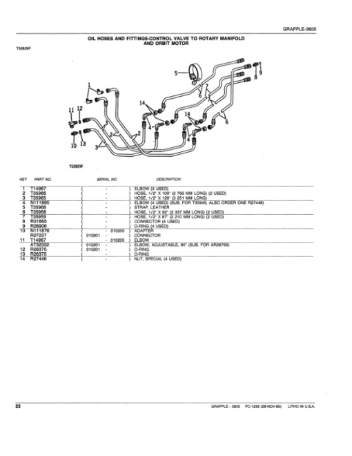 John Deere 3605 Grappler Attachments Parts Catalog Manual - PC1259 - Image 2