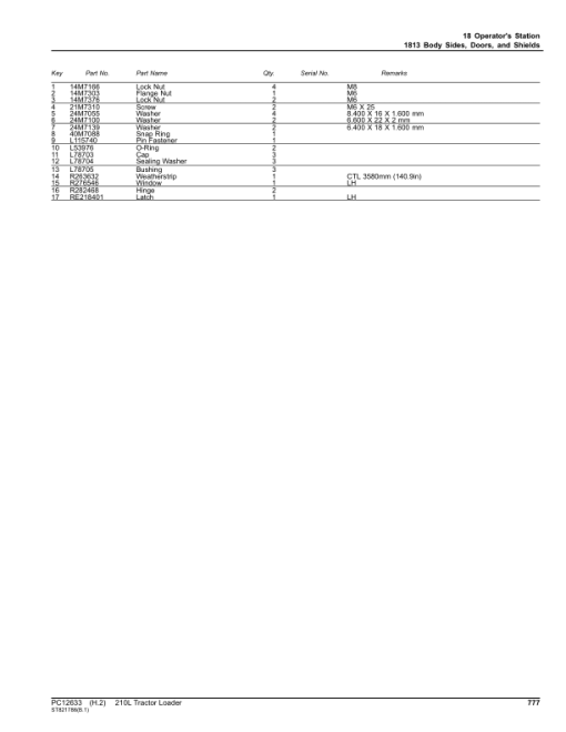 John Deere 210L Tractor Loader (SN 1T8210EL_ _F892600-) Parts Catalog Manual - PC12633 - Image 2