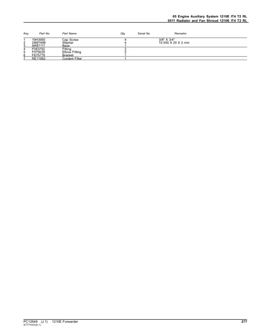 John Deere 1210E IT4 T2 (SN 001711 - 001976) Forwarders Parts Catalog Manual - PC12649 - Image 3