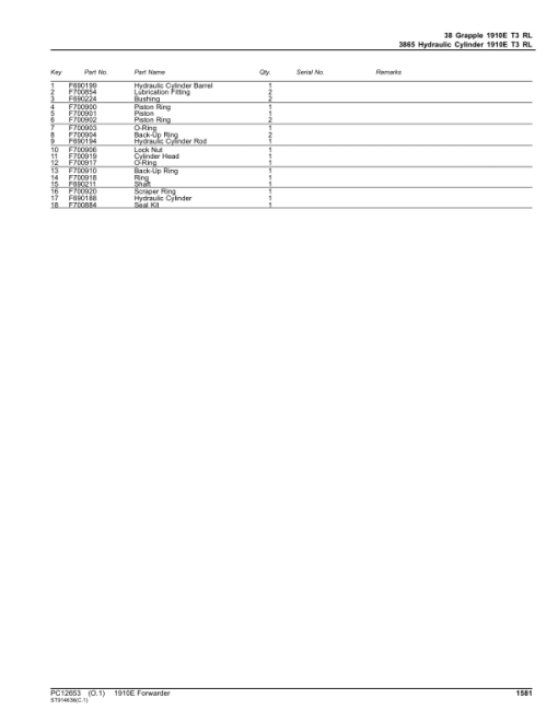 John Deere 1910E T3 Forwarders (SN 001468-001883) Parts Catalog Manual - PC12653 - Image 3