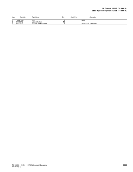 John Deere 1270E IT4 8W Wheeled Harvesters (SN 003009 - 003173) Parts Catalog Manual - PC12696 - Image 4