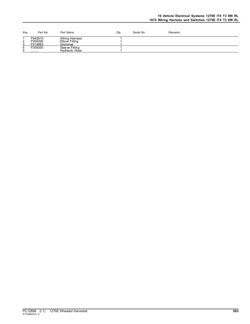 John Deere 1270E IT4 T3 8W Wheeled Harvesters (SN 003009 –003173) Parts Catalog Manual - PC12698 - Image 3