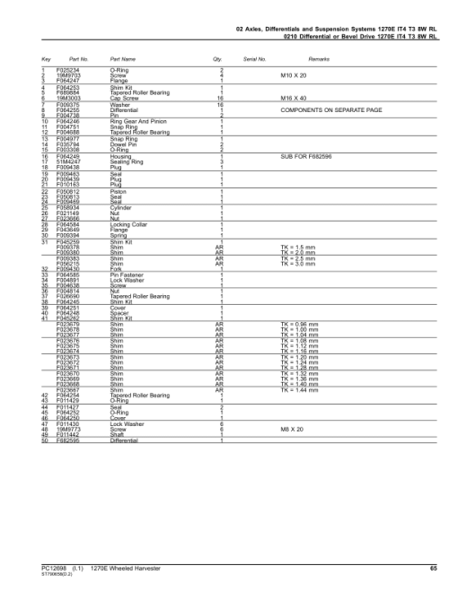 John Deere 1270E IT4 T3 8W Wheeled Harvesters (SN 003009 –003173) Parts Catalog Manual - PC12698 - Image 4