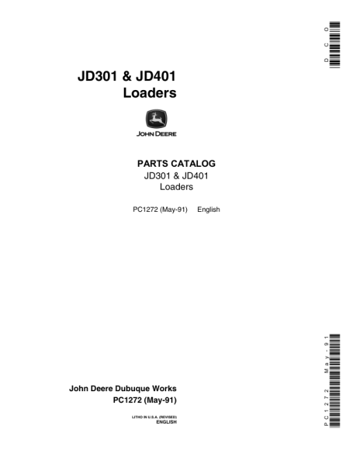 John Deere 7310 Attachments (7310 Yr 1974-1983 for 301, 401 Series Tractors) Parts Catalog Manual - PC1272