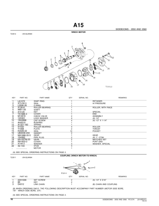 John Deere 3550, 3560 Attachments (JD544 Loader with 3550 SideBoom (YR 1971- ) Parts Catalog Manual - PC1274 - Image 2