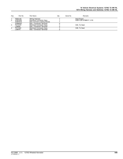 John Deere 1270G T2 6W Wheeled Harvesters (SN 003505 - 004998) Parts Catalog Manual - PC12880 - Image 3