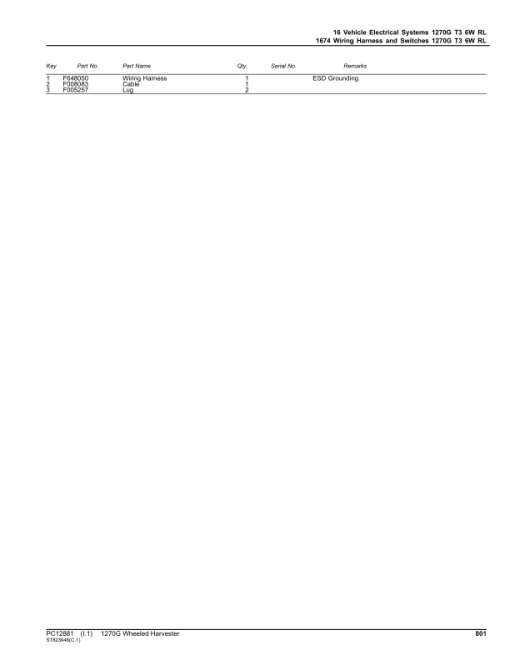 John Deere 1270G T3 6W Wheeled Harvesters (SN 003505 - 004998) Parts Catalog Manual - PC12881 - Image 2