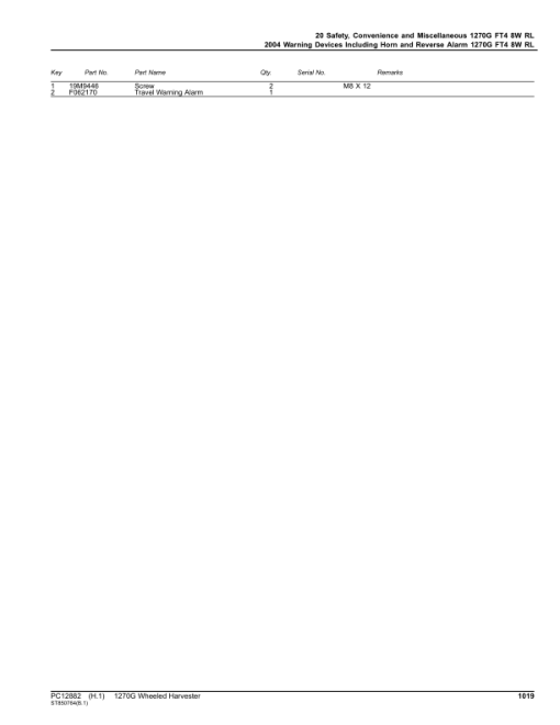 John Deere 1270G FT4 8W Wheeled Harvesters (SN 003505-003884) Parts Catalog Manual - PC12882 - Image 4