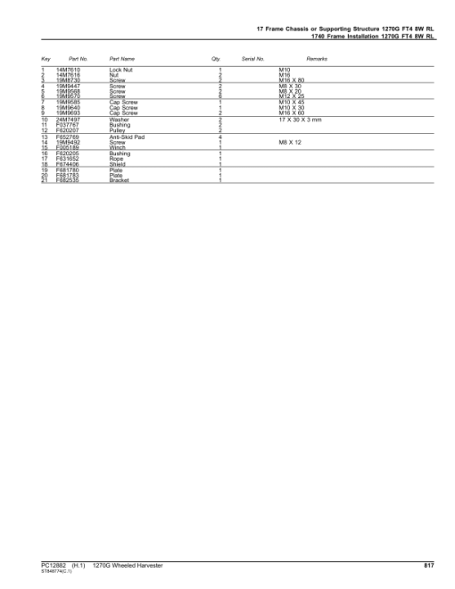 John Deere 1270G FT4 8W Wheeled Harvesters (SN 003505-003884) Parts Catalog Manual - PC12882 - Image 2