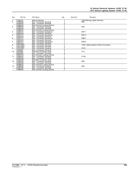 John Deere 1470G T2 Wheeled Harvesters (SN 002002 - 002291) Parts Catalog Manual - PC12886 - Image 2