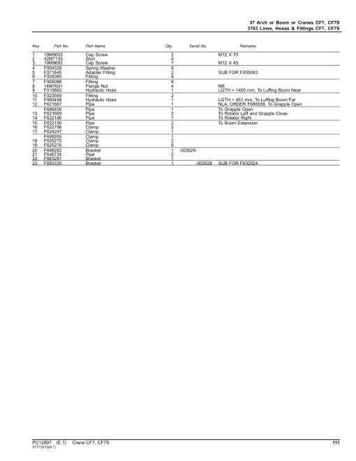 John Deere CF7 Crane Attachments Parts Catalog Manual - PC12897 - Image 3