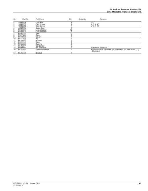 John Deere CF8 Crane Attachments Parts Catalog Manual - PC12899 - Image 2