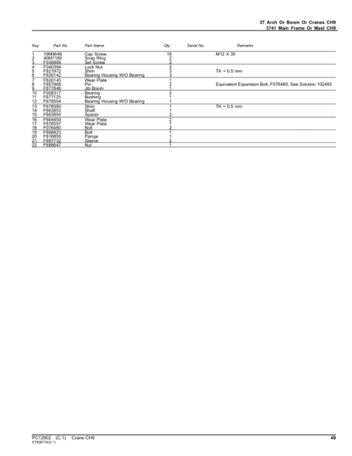 John Deere CH95 Crane Attachments Parts Catalog Manual - PC12902 - Image 4