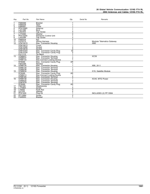 John Deere 1210G FT4 RL Forwarders (SN F002101-002413) Parts Catalog Manual - PC13192 - Image 4