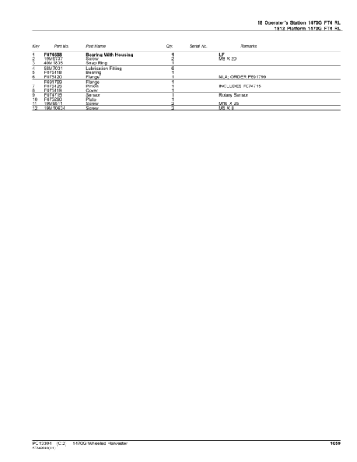 John Deere 1470G Wheeled Harvesters (SN F002089-002210) Parts Catalog Manual - PC13304 - Image 2