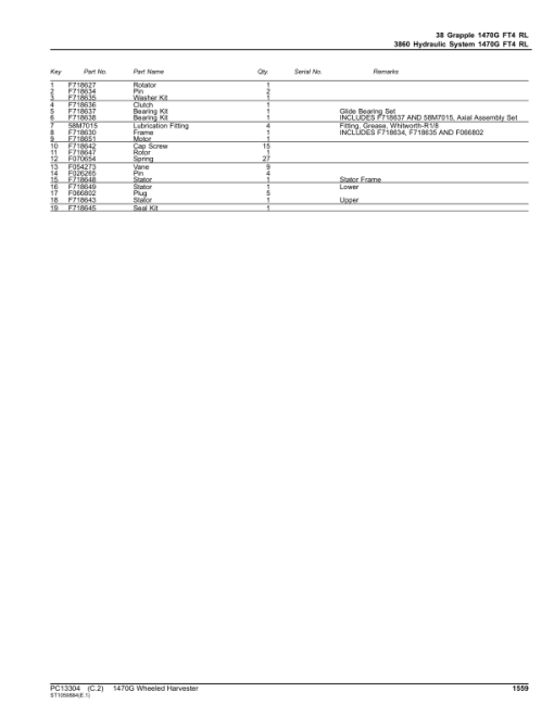 John Deere 1470G Wheeled Harvesters (SN F002089-002210) Parts Catalog Manual - PC13304 - Image 3