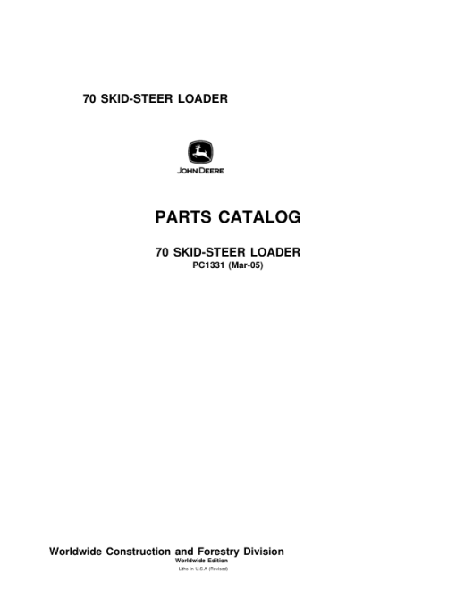 John Deere 70 Skid Steers Parts Catalog Manual - PC1331