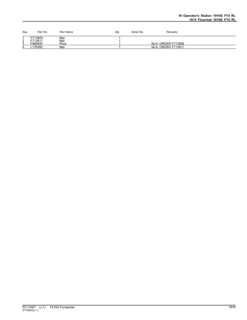 John Deere 1910G Forwarders (SN F002108-002174) Parts Catalog Manual - PC13397 - Image 2