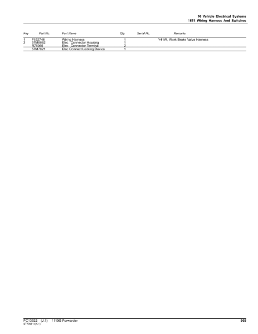 John Deere 1110G T2 RL Forwarders (SN C004459-) Parts Catalog Manual - PC13522 - Image 2