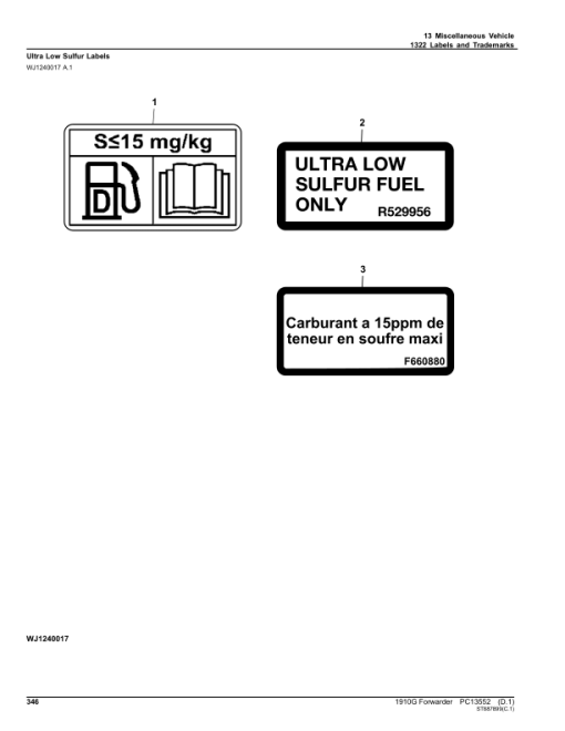 John Deere 1910G Forwarders (SN L002175-002339) Parts Catalog Manual - PC13552 - Image 2