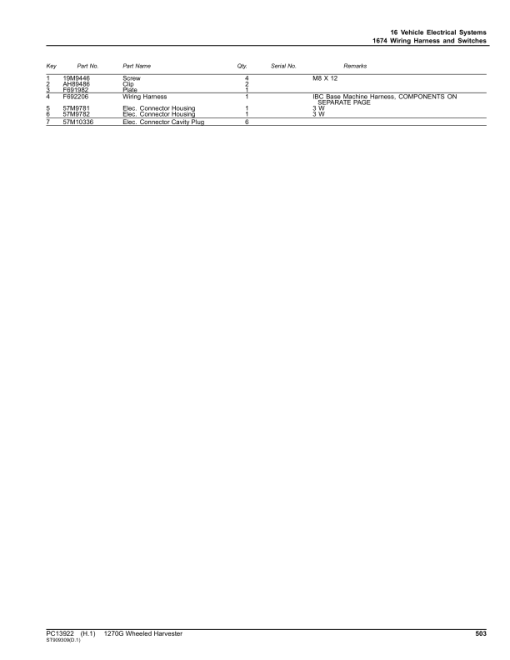 John Deere 1270G 8W Wheeled Harvesters (SN 1WJ1270G_ _L004999-) Parts Catalog Manual - PC13922 - Image 2