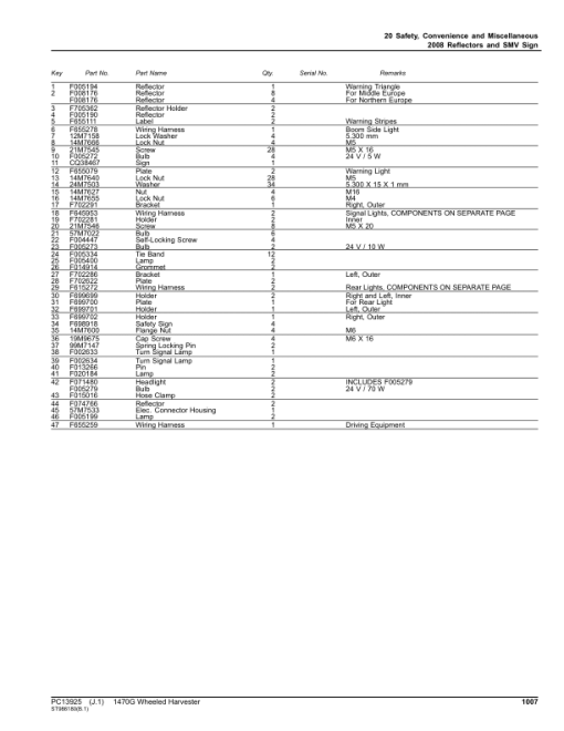 John Deere 1470G STAGE V Wheeled Harvesters (SN 1WJ1470G_ _L002292-) Parts Catalog Manual - PC13925 - Image 3