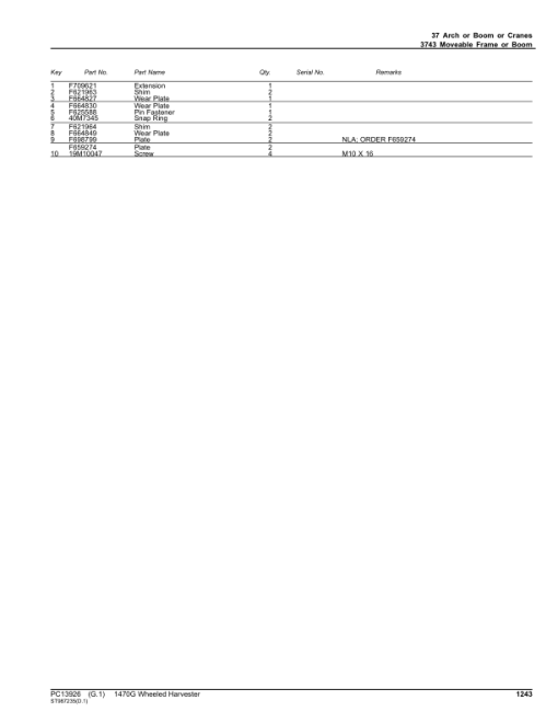 John Deere 1470G T2 Wheeled Harvesters (SN 1WJ1470G__C002292-) Parts Catalog Manual - PC13926 - Image 3