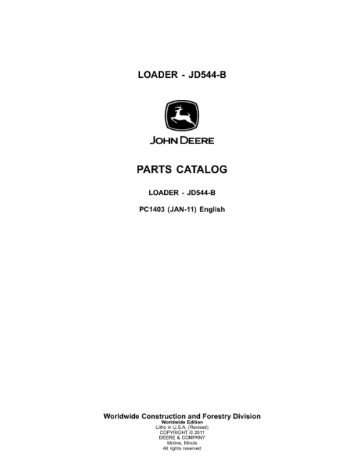 John Deere 544B Loaders Parts Catalog Manual - PC1403