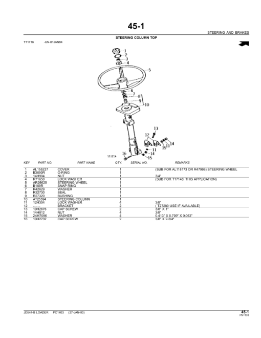 John Deere 544B Loaders Parts Catalog Manual - PC1403 - Image 3